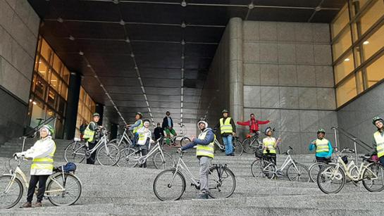 Groepsfoto fietsles