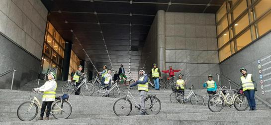 Groepsfoto fietsles